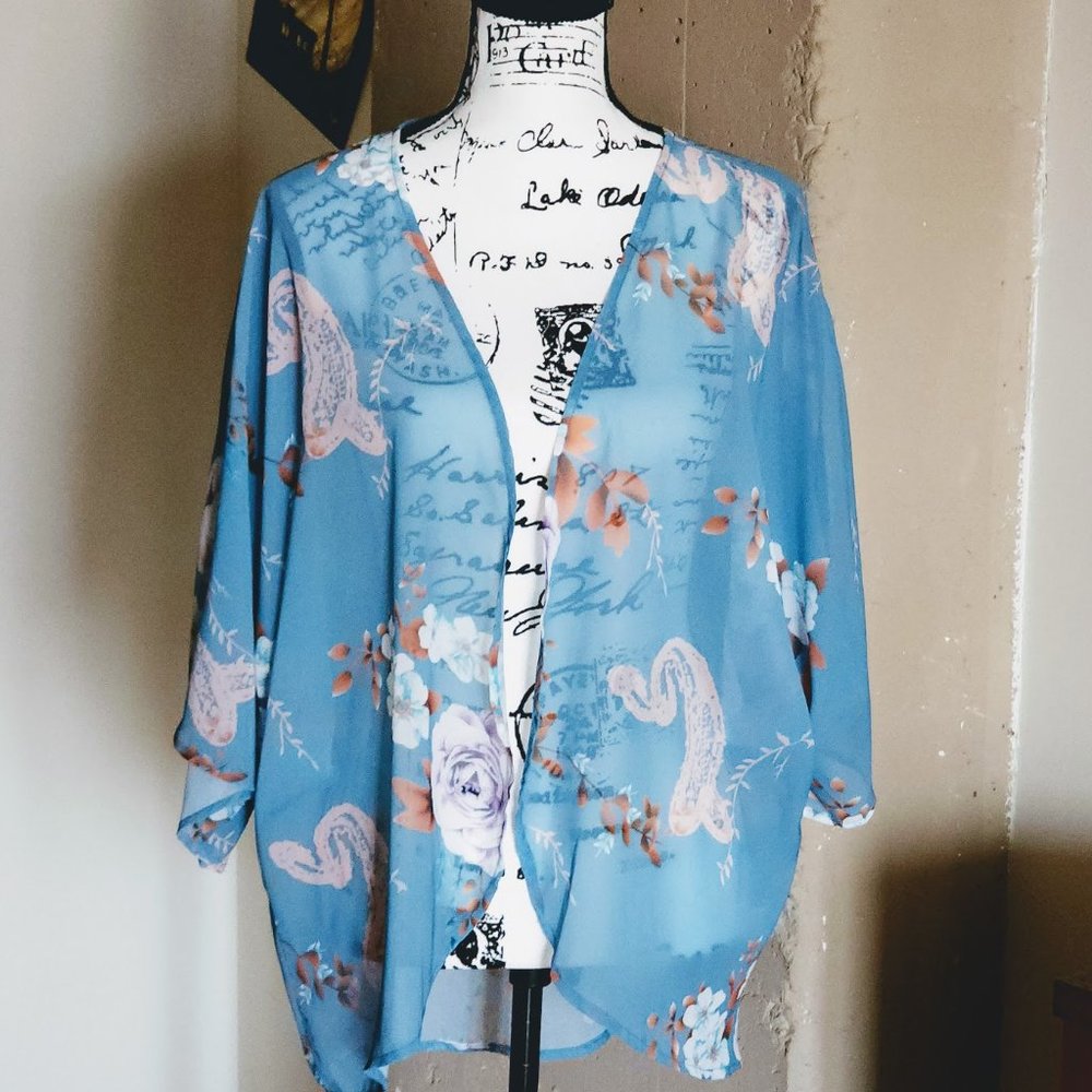 Floral Kimono / Swim Coverup - Picture 7 of 9
